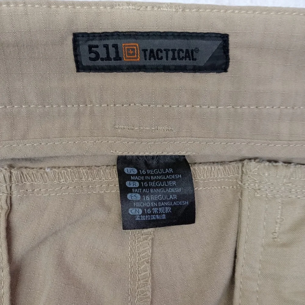 5.11 Tactical Cargo Pants Khaki Tan Ripstop Utility Mens 16 Regular flaws - Picture 7 of 15